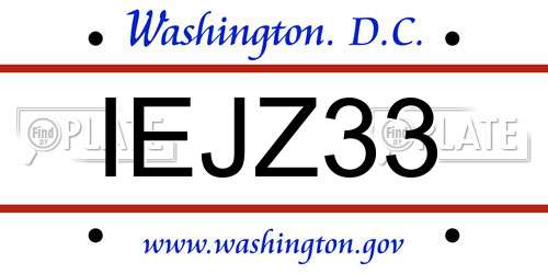 IEJZ33 District Of Columbia License Plate
