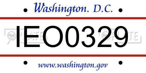 IEO0329 District Of Columbia License Plate