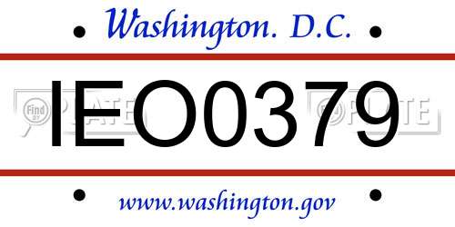IEO0379 District Of Columbia License Plate