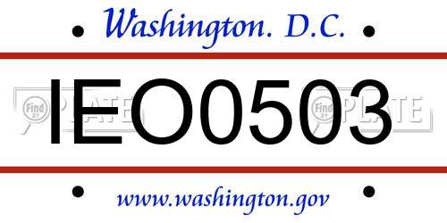 IEO0503 District Of Columbia License Plate