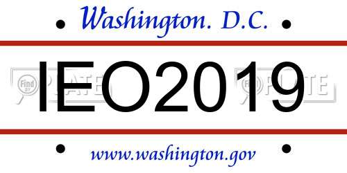 IEO2019 District Of Columbia License Plate