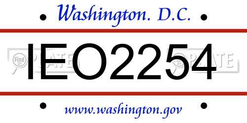 IEO2254 District Of Columbia License Plate