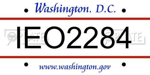 IEO2284 District Of Columbia License Plate