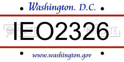 IEO2326 District Of Columbia License Plate