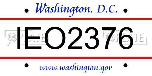 IEO2376 District Of Columbia License Plate