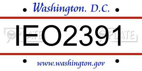 IEO2391 District Of Columbia License Plate