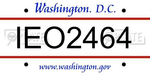 IEO2464 District Of Columbia License Plate