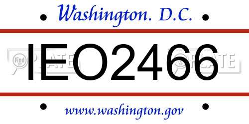IEO2466 District Of Columbia License Plate