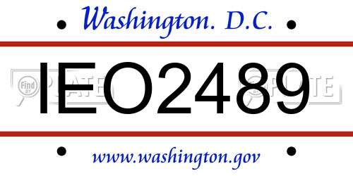IEO2489 District Of Columbia License Plate