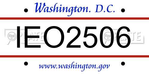 IEO2506 District Of Columbia License Plate