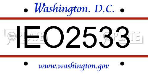 IEO2533 District Of Columbia License Plate