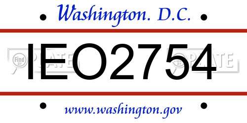 IEO2754 District Of Columbia License Plate
