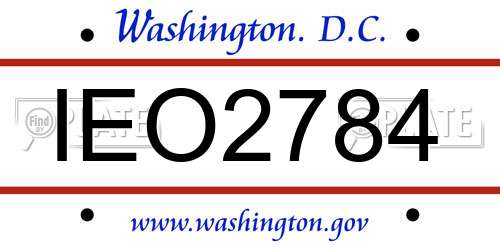IEO2784 District Of Columbia License Plate