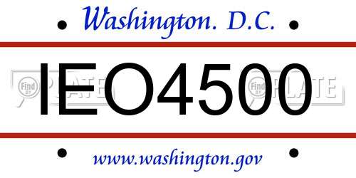 IEO4500 District Of Columbia License Plate