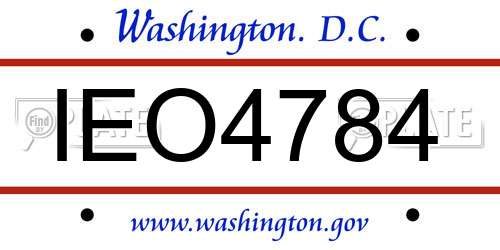 IEO4784 District Of Columbia License Plate