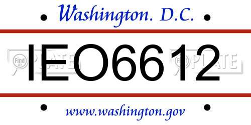 IEO6612 District Of Columbia License Plate