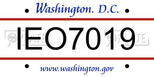 IEO7019 District Of Columbia License Plate