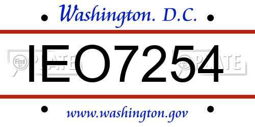 IEO7254 District Of Columbia License Plate