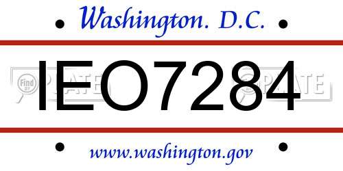 IEO7284 District Of Columbia License Plate