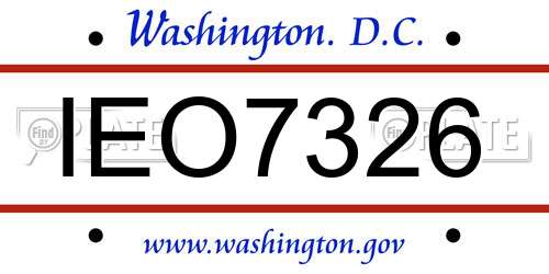 IEO7326 District Of Columbia License Plate