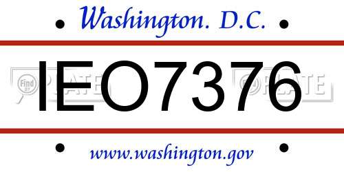 IEO7376 District Of Columbia License Plate