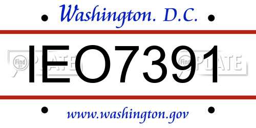IEO7391 District Of Columbia License Plate