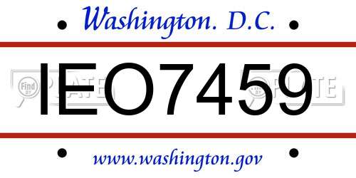 IEO7459 District Of Columbia License Plate