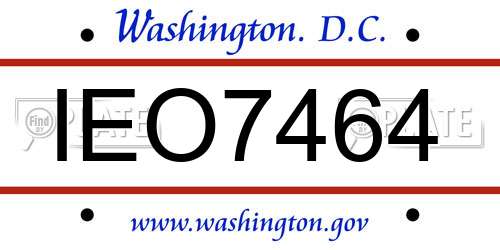 IEO7464 District Of Columbia License Plate