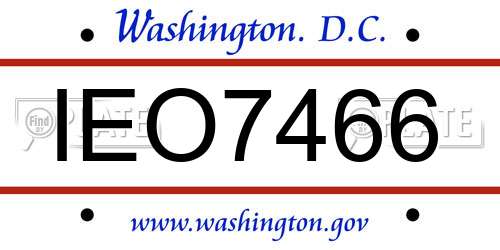IEO7466 District Of Columbia License Plate