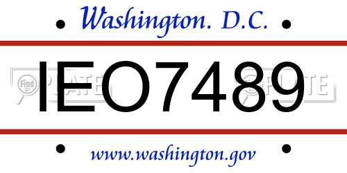 IEO7489 District Of Columbia License Plate