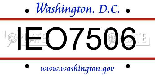 IEO7506 District Of Columbia License Plate