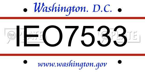 IEO7533 District Of Columbia License Plate