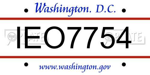 IEO7754 District Of Columbia License Plate