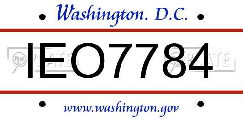 IEO7784 District Of Columbia License Plate