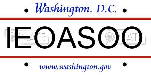 IEOASOO District Of Columbia License Plate