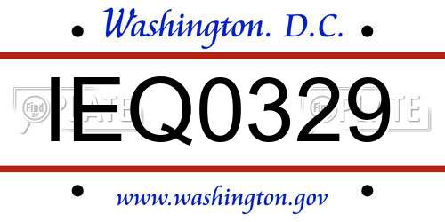 IEQ0329 District Of Columbia License Plate