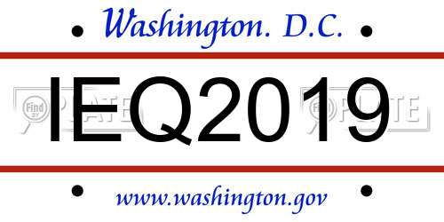 IEQ2019 District Of Columbia License Plate