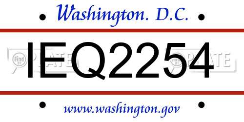 IEQ2254 District Of Columbia License Plate