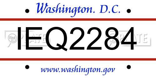 IEQ2284 District Of Columbia License Plate