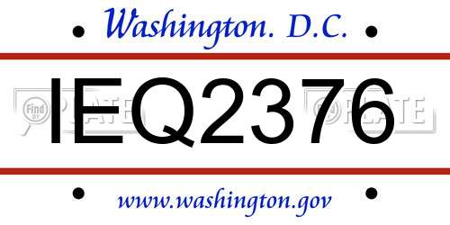 IEQ2376 District Of Columbia License Plate