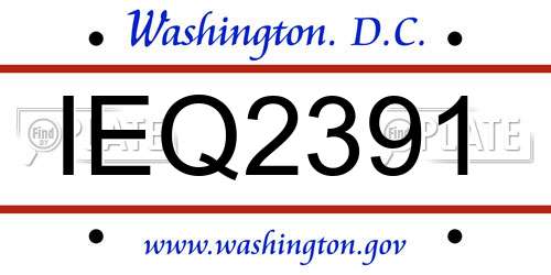 IEQ2391 District Of Columbia License Plate