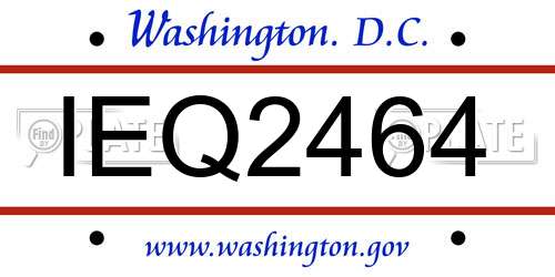 IEQ2464 District Of Columbia License Plate