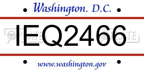 IEQ2466 District Of Columbia License Plate