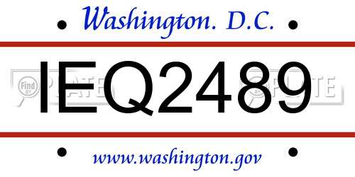 IEQ2489 District Of Columbia License Plate