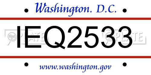 IEQ2533 District Of Columbia License Plate