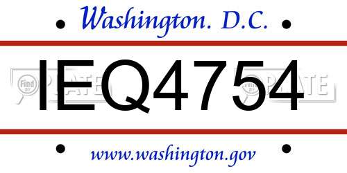 IEQ4754 District Of Columbia License Plate