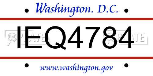 IEQ4784 District Of Columbia License Plate