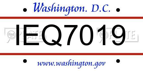 IEQ7019 District Of Columbia License Plate