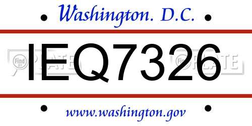 IEQ7326 District Of Columbia License Plate