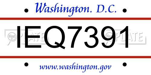 IEQ7391 District Of Columbia License Plate